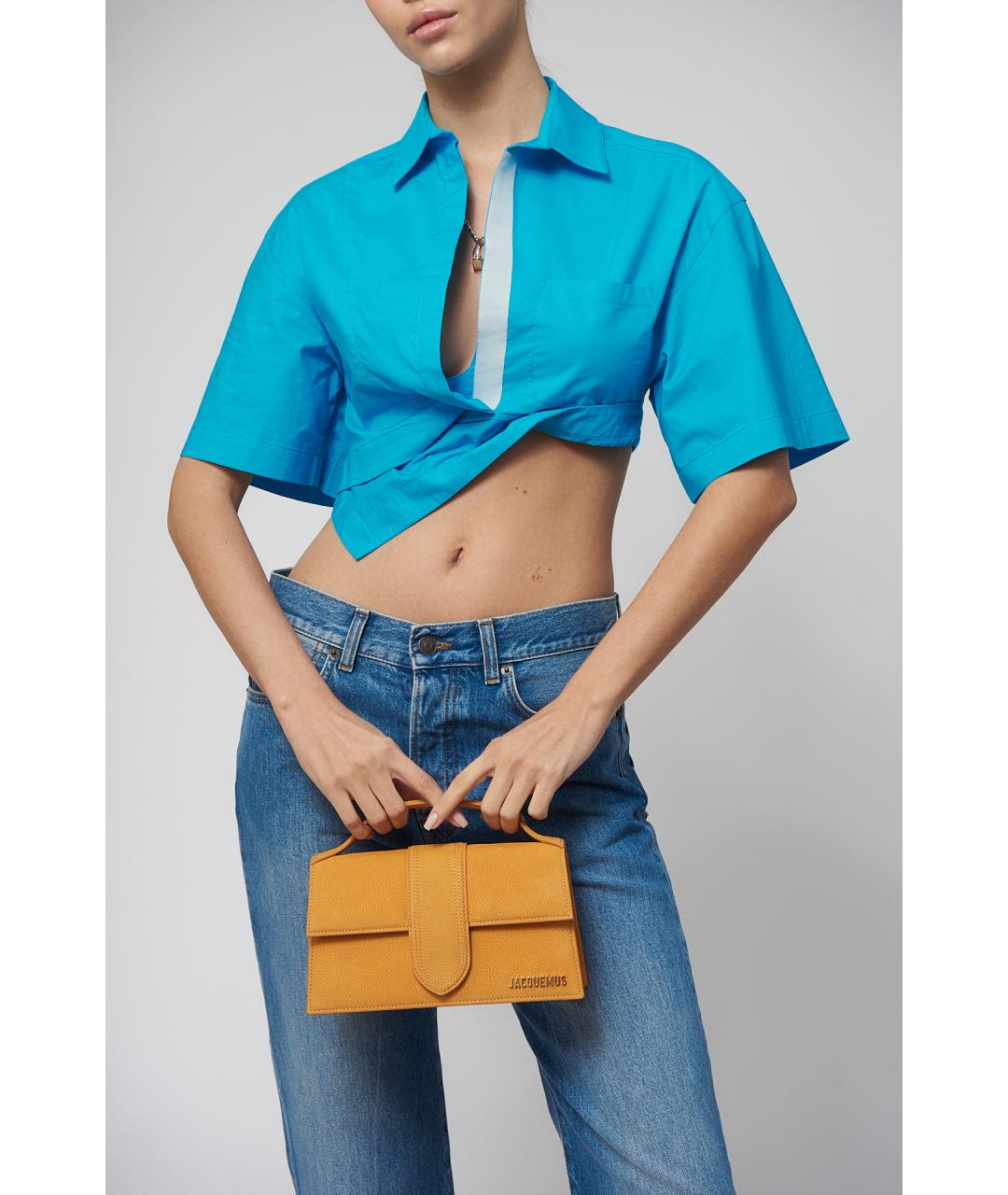 JACQUEMUS Голубая хлопковая блузы, фото 5