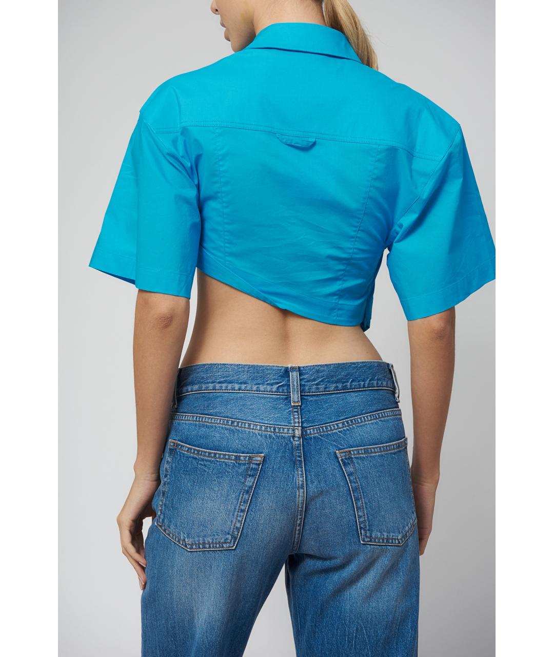 JACQUEMUS Голубая хлопковая блузы, фото 3