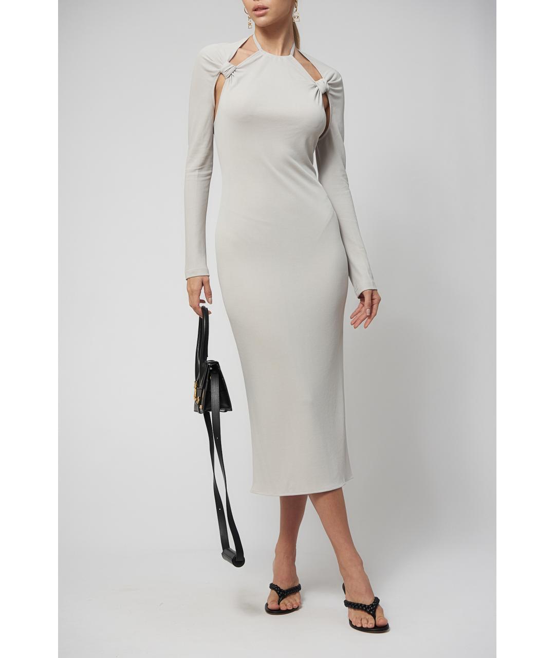 JACQUEMUS Серое вискозное повседневное платье, фото 4