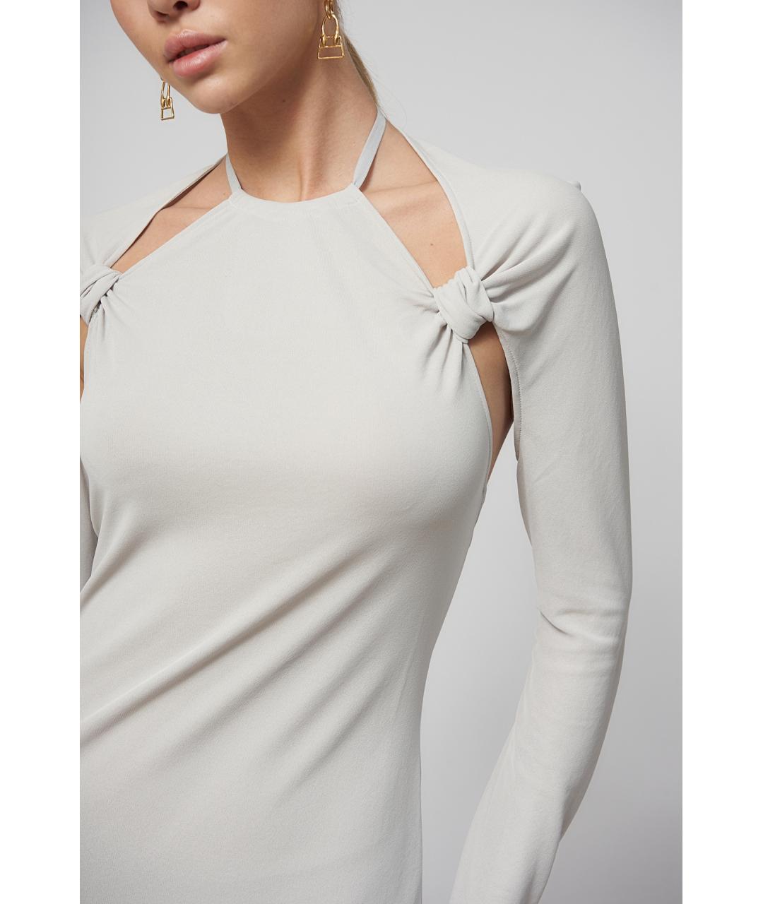 JACQUEMUS Серое вискозное повседневное платье, фото 6