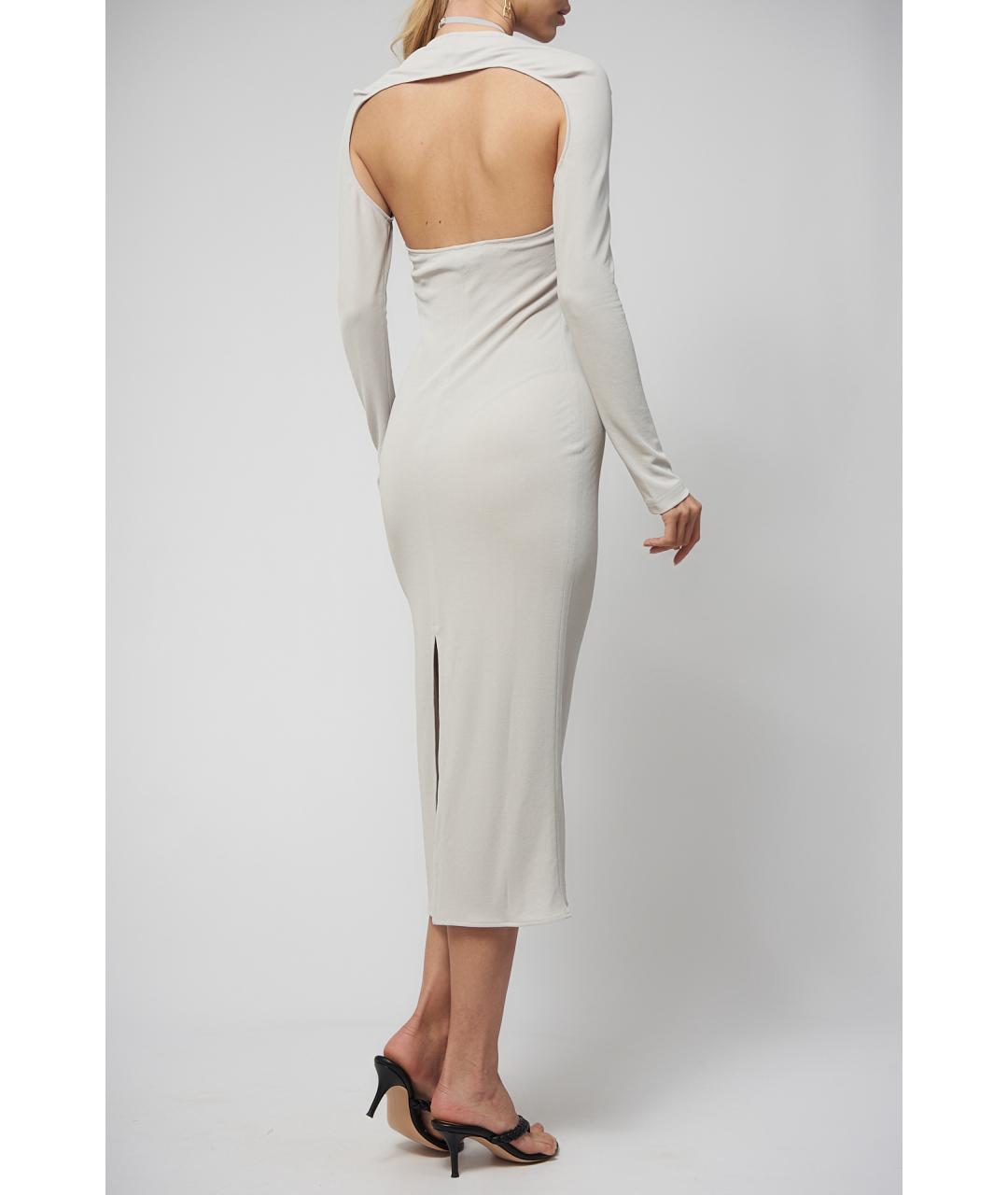 JACQUEMUS Серое вискозное повседневное платье, фото 8