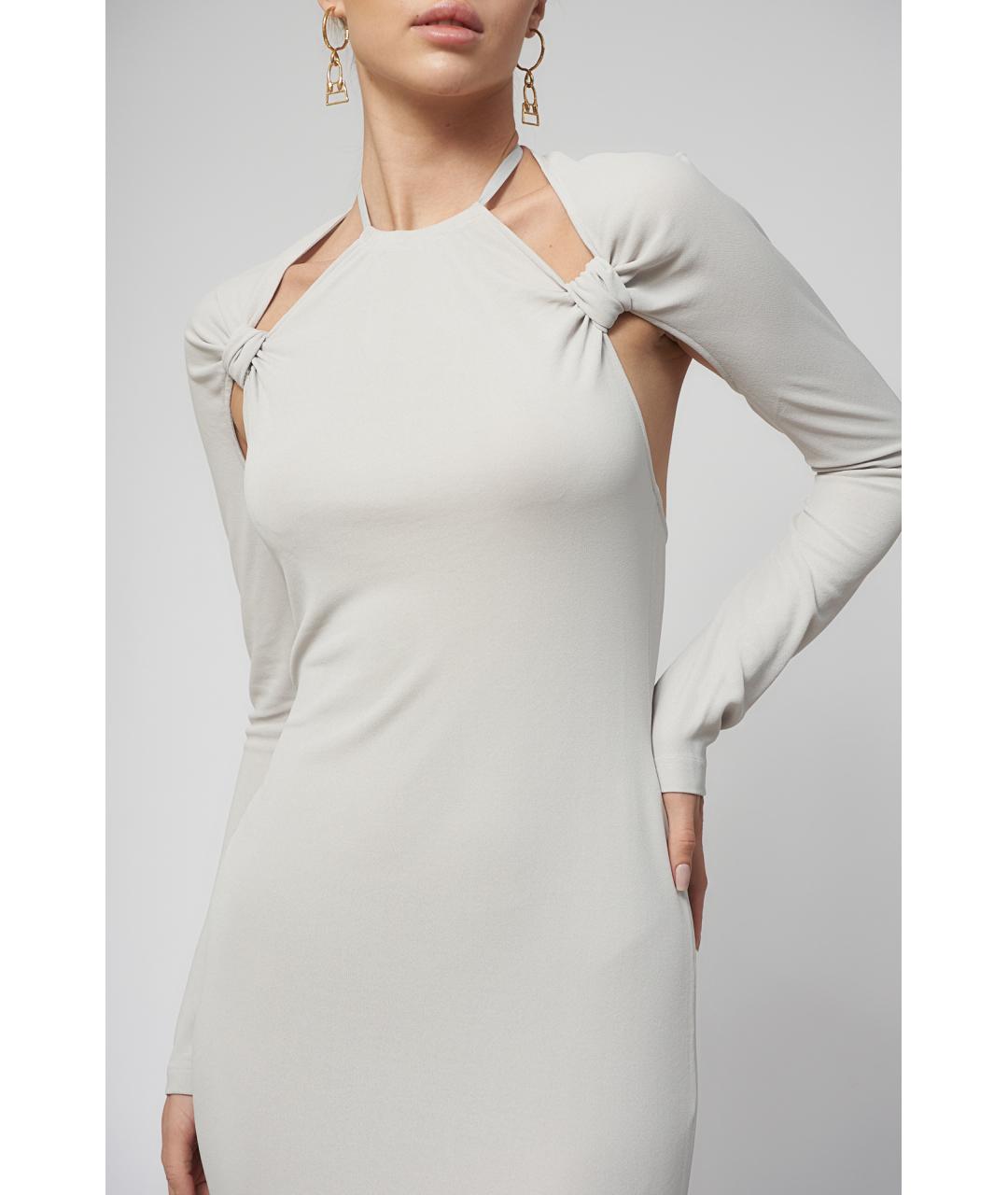 JACQUEMUS Серое вискозное повседневное платье, фото 7