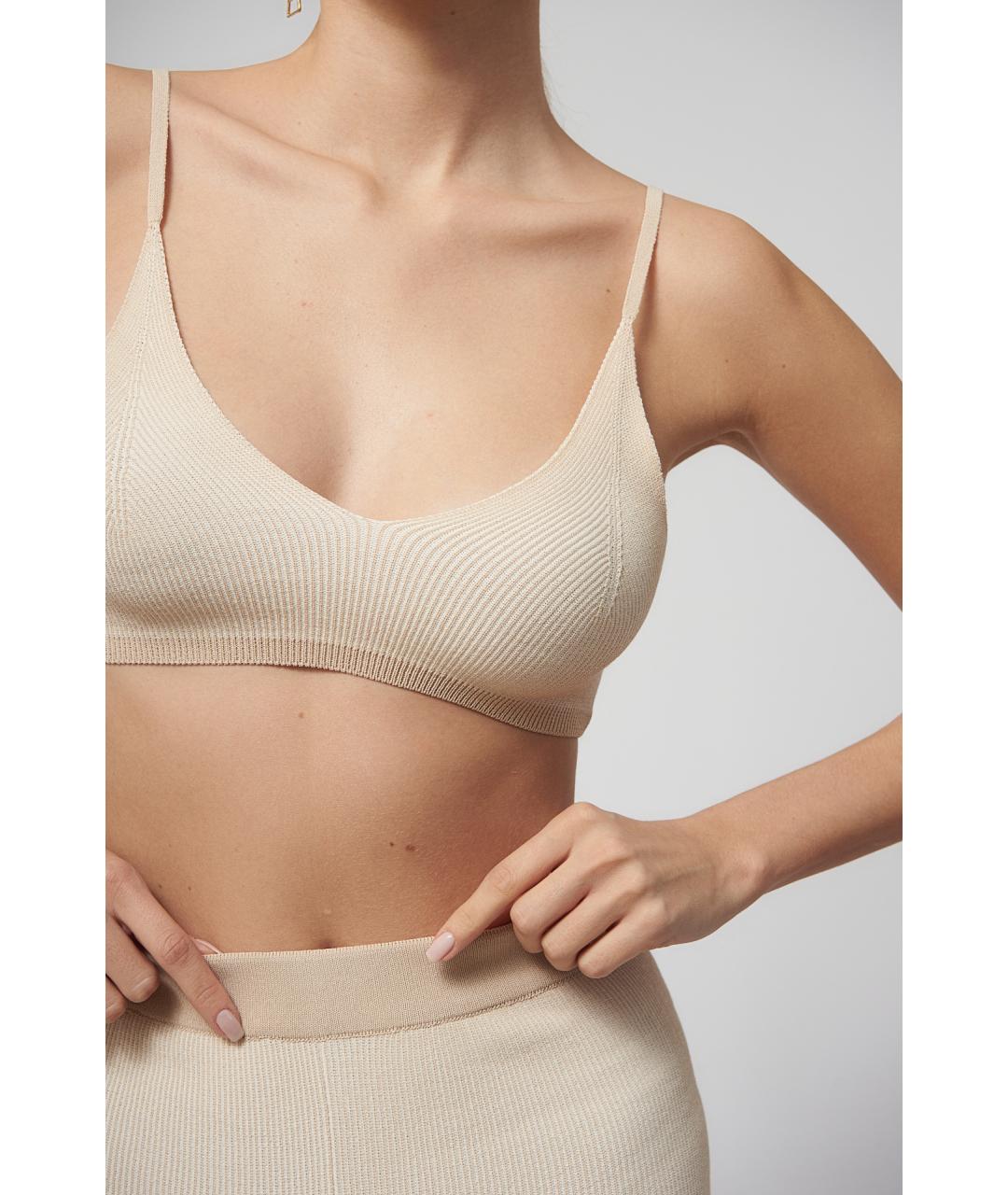 JACQUEMUS Бежевая вискозная майка, фото 4