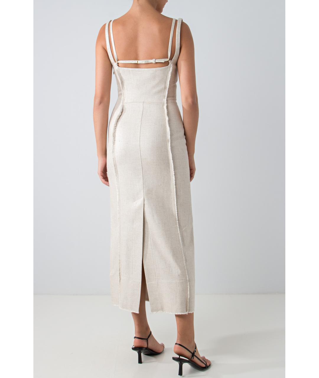 JACQUEMUS Бежевое вискозное повседневное платье, фото 3