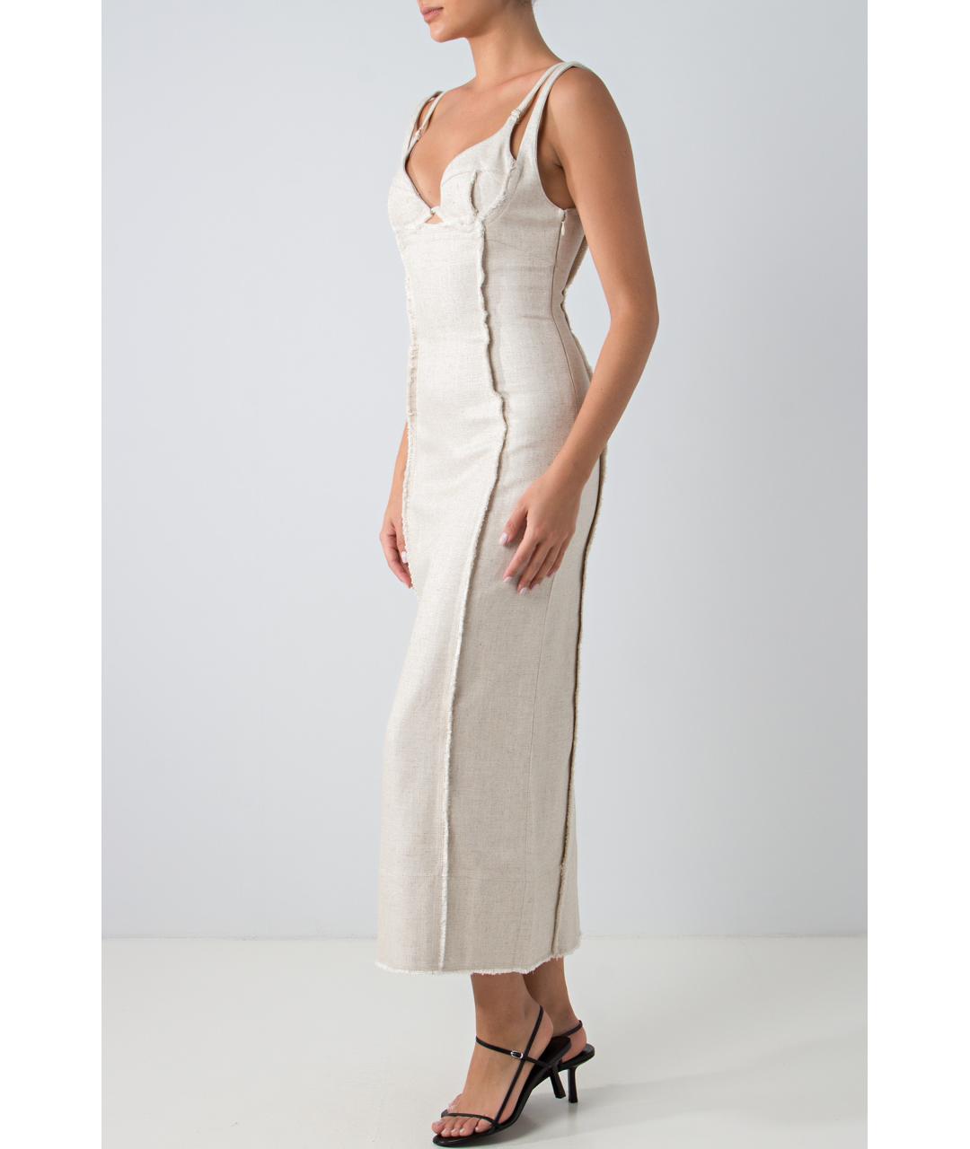 JACQUEMUS Бежевое вискозное повседневное платье, фото 2