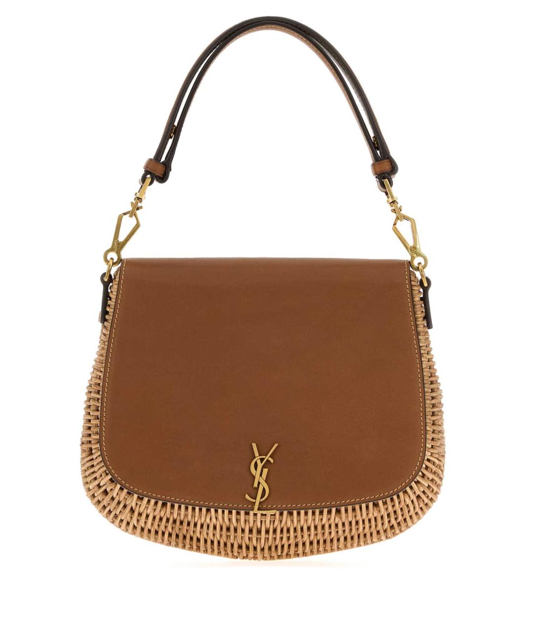 SAINT LAURENT Бежевая кожаная сумка с короткими ручками, фото 1