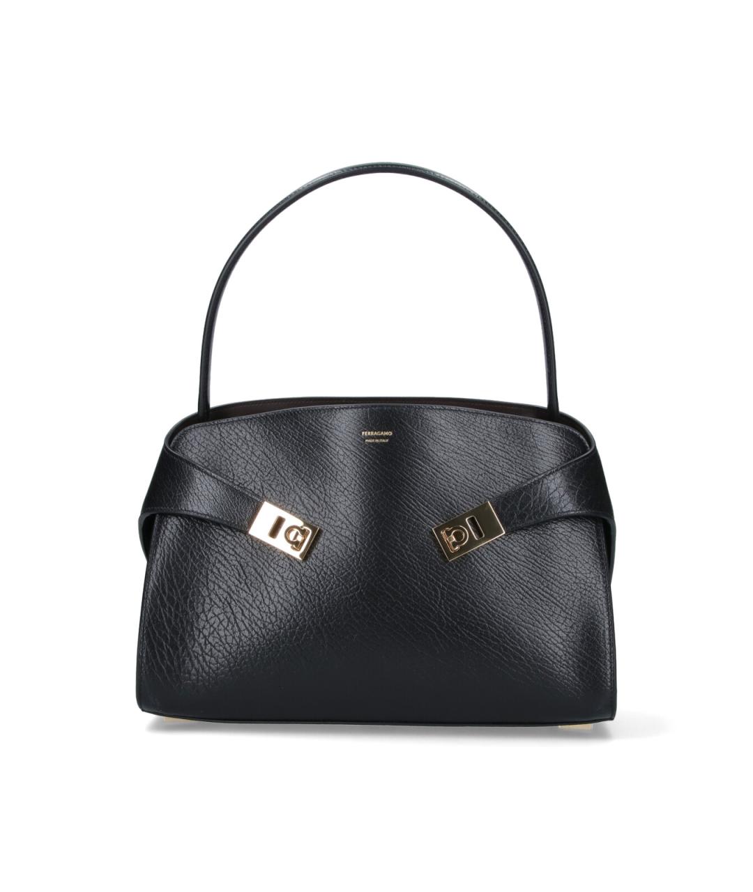 FERRAGAMO Черная кожаная сумка тоут, фото 1