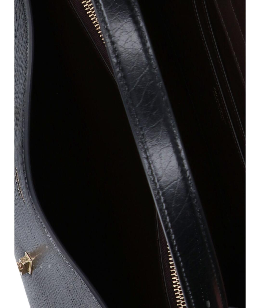 FERRAGAMO Черная кожаная сумка тоут, фото 4