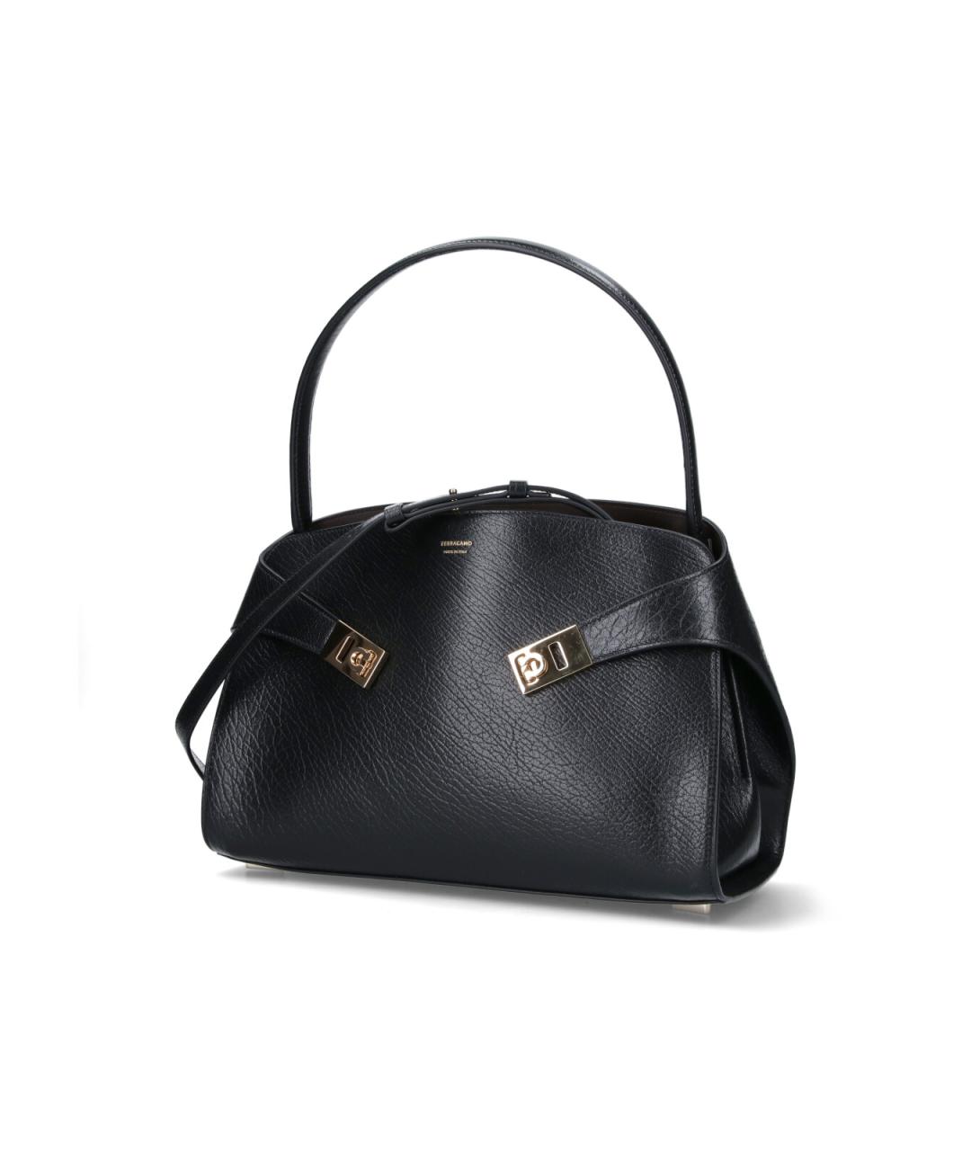 FERRAGAMO Черная кожаная сумка тоут, фото 2