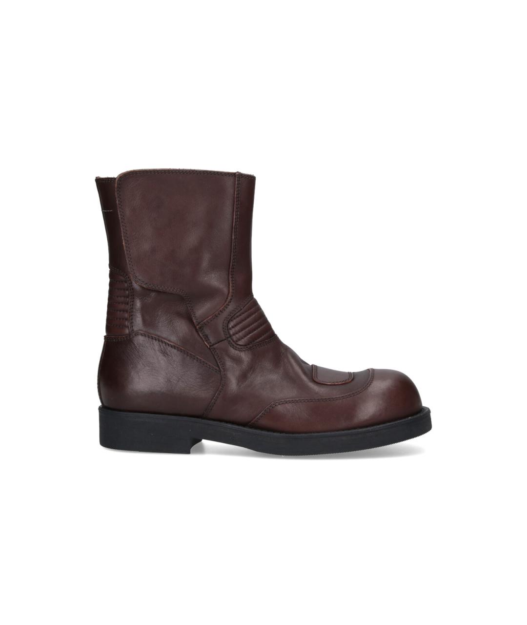 MM6 MAISON MARGIELA Коричневые кожаные высокие ботинки, фото 1