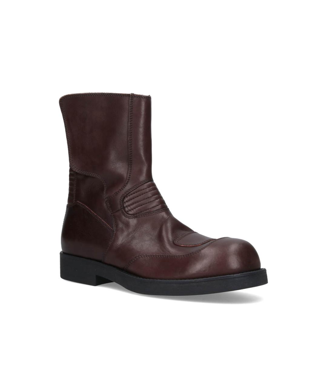 MM6 MAISON MARGIELA Коричневые кожаные высокие ботинки, фото 2