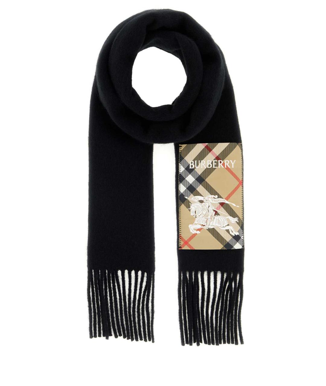 BURBERRY Черный кашемировый шарф, фото 1