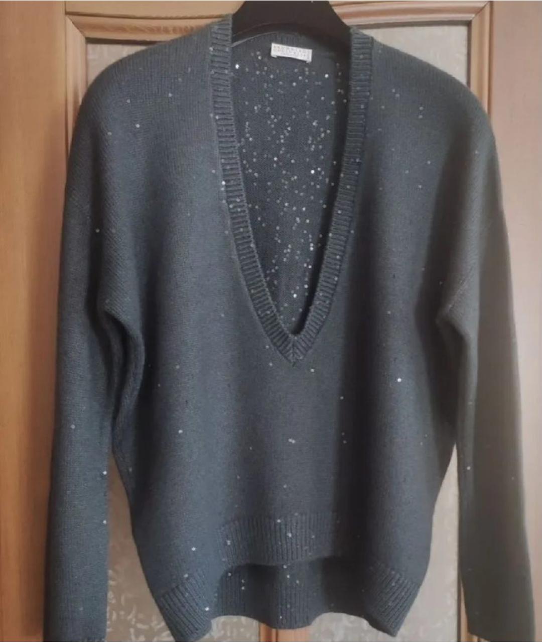 BRUNELLO CUCINELLI Серый кашемировый джемпер / свитер, фото 8