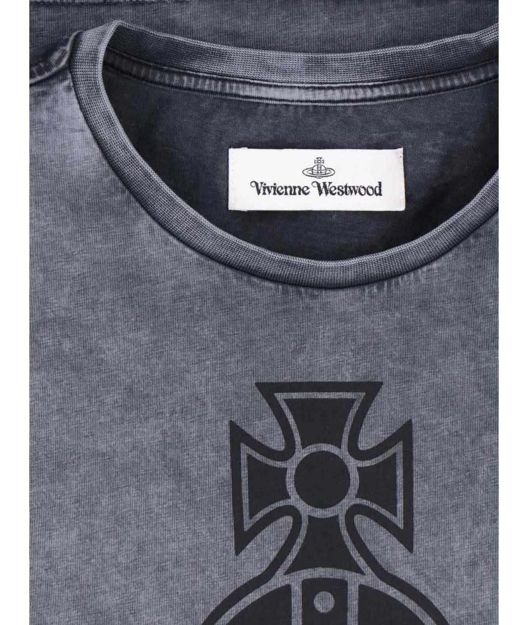 VIVIENNE WESTWOOD Серая хлопковая футболка, фото 3