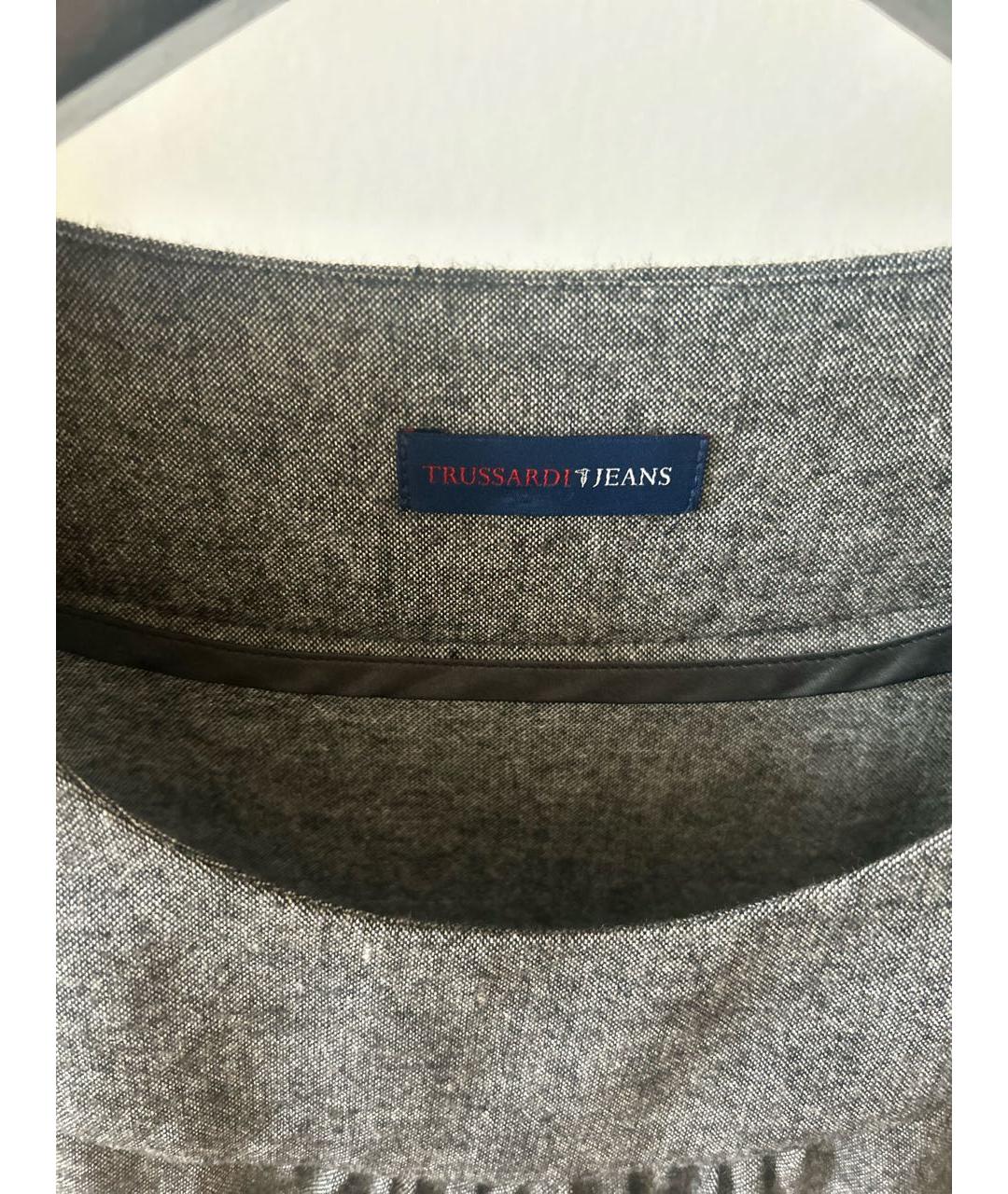 TRUSSARDI JEANS Серое шерстяное повседневное платье, фото 3