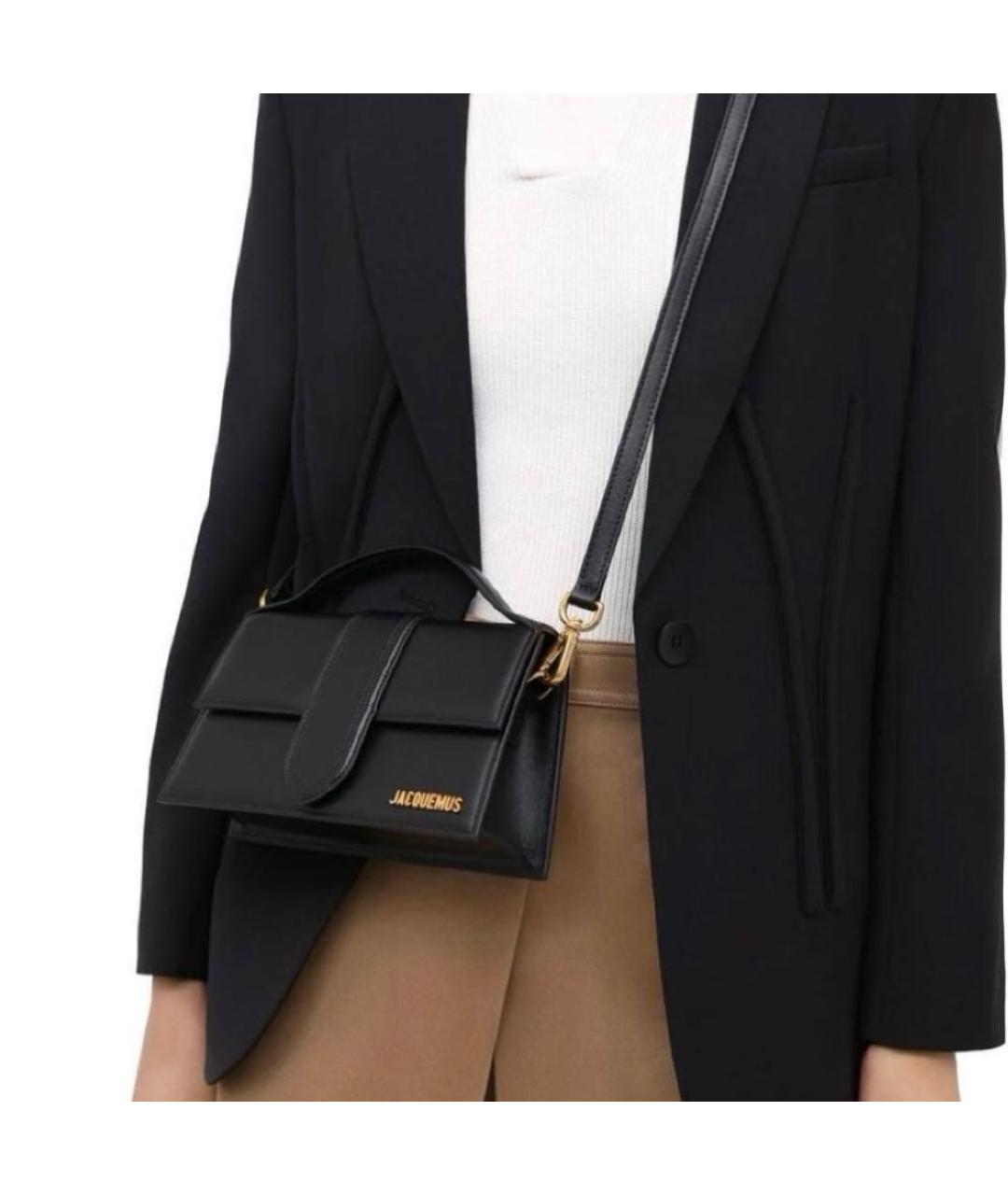 JACQUEMUS Черная кожаная сумка с короткими ручками, фото 7