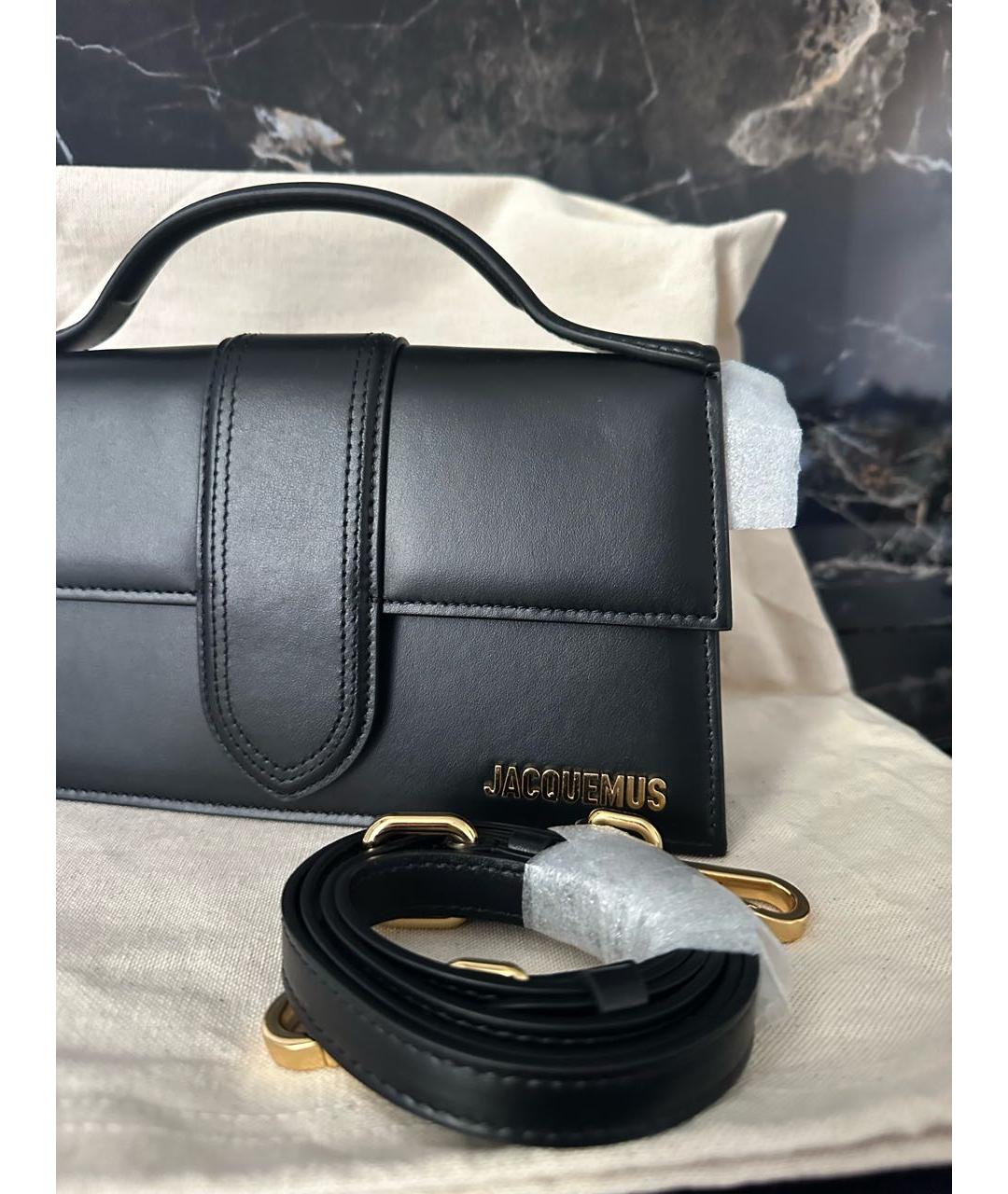 JACQUEMUS Черная кожаная сумка с короткими ручками, фото 5