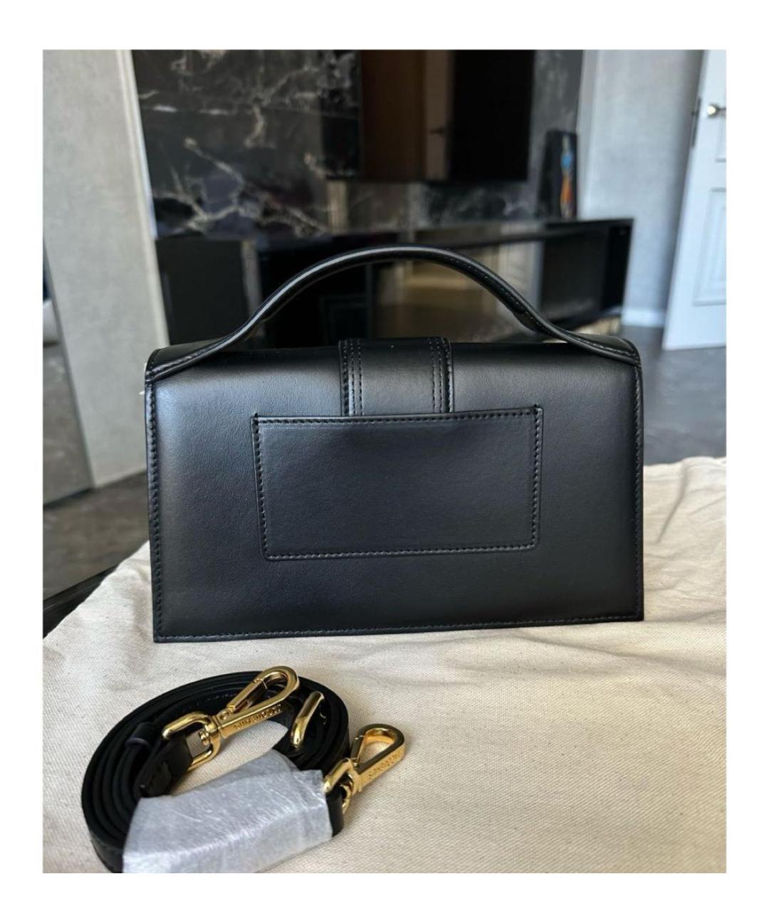 JACQUEMUS Черная кожаная сумка с короткими ручками, фото 2