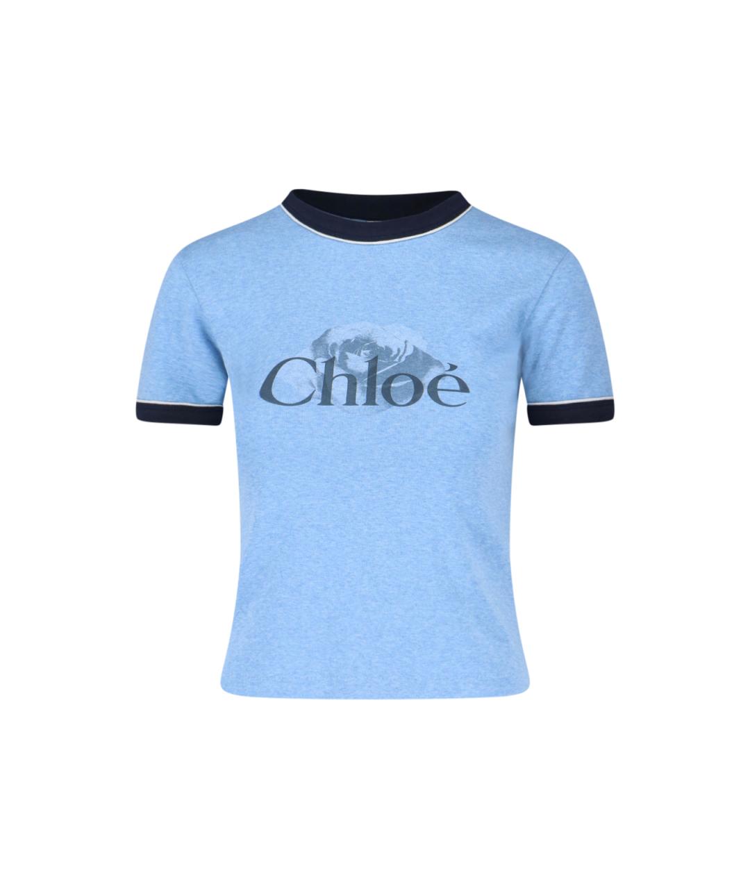 CHLOE Голубая хлопковая футболка, фото 1