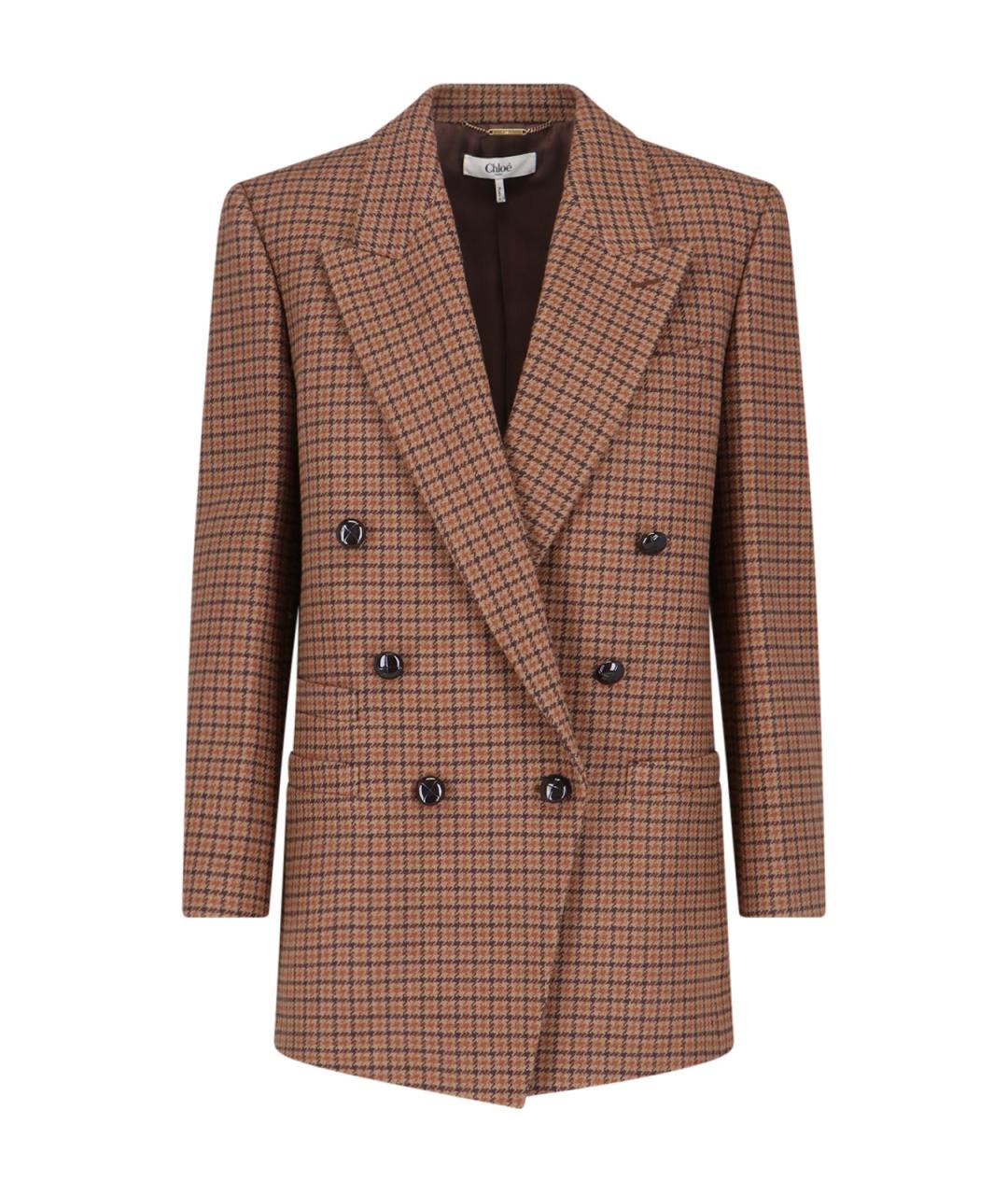 CHLOE Коричневый шерстяной жакет/пиджак, фото 1
