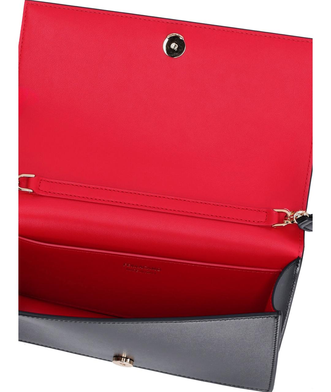 FERRAGAMO Черная кожаная сумка через плечо, фото 3