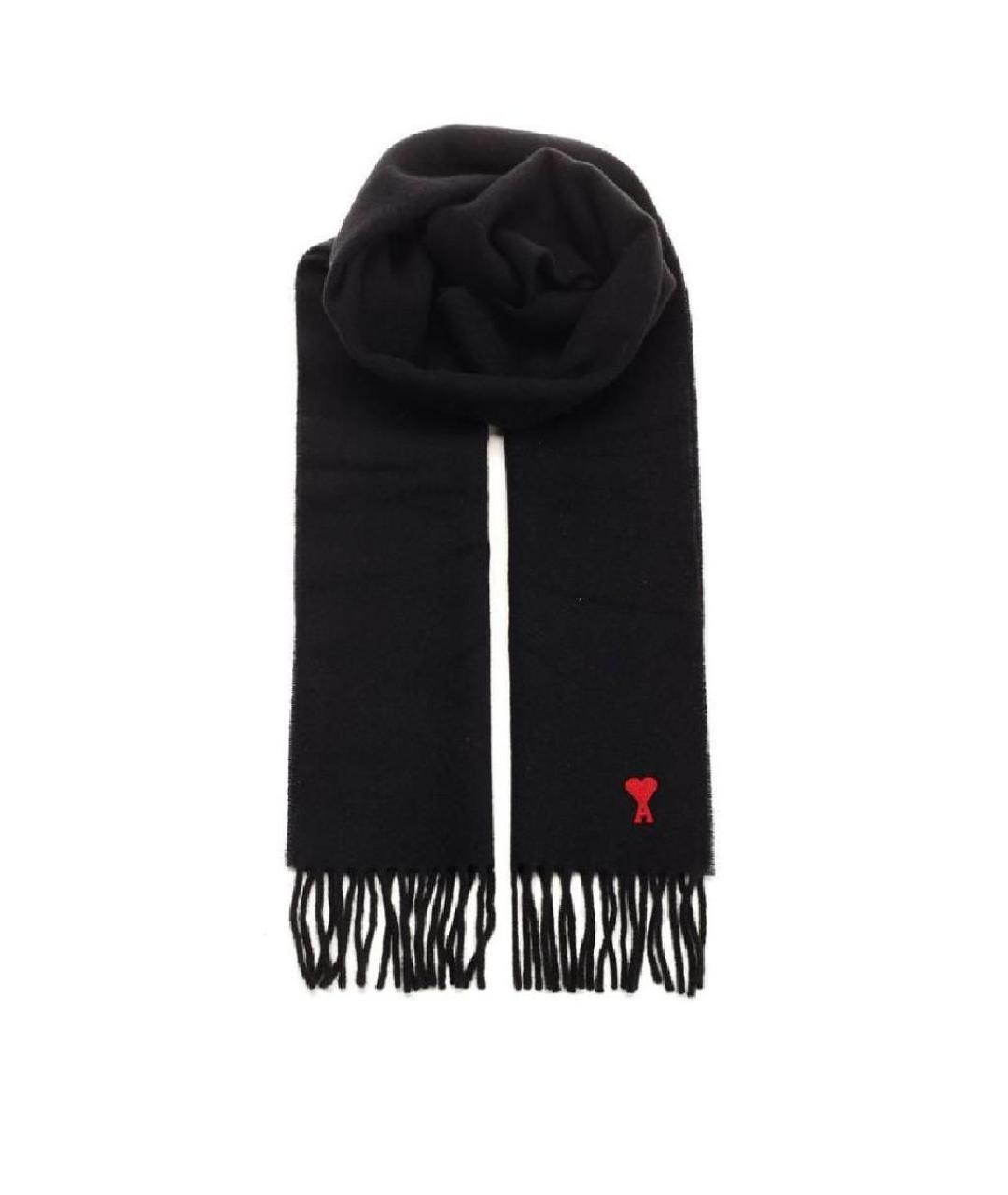 Ami Paris Черный шерстяной шарф, фото 1
