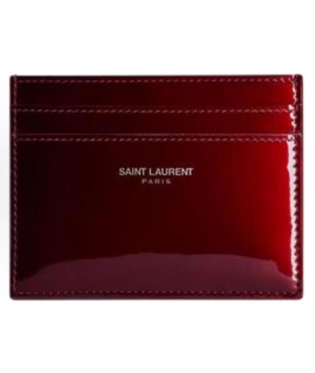 SAINT LAURENT Бордовый кардхолдер из лакированной кожи, фото 4