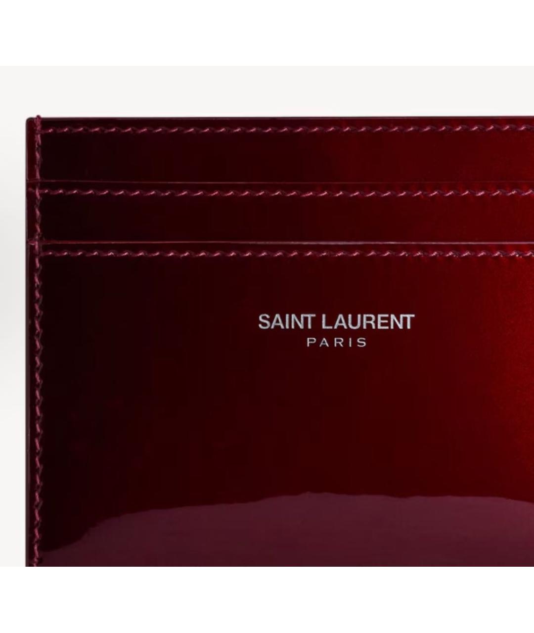 SAINT LAURENT Бордовый кардхолдер из лакированной кожи, фото 3