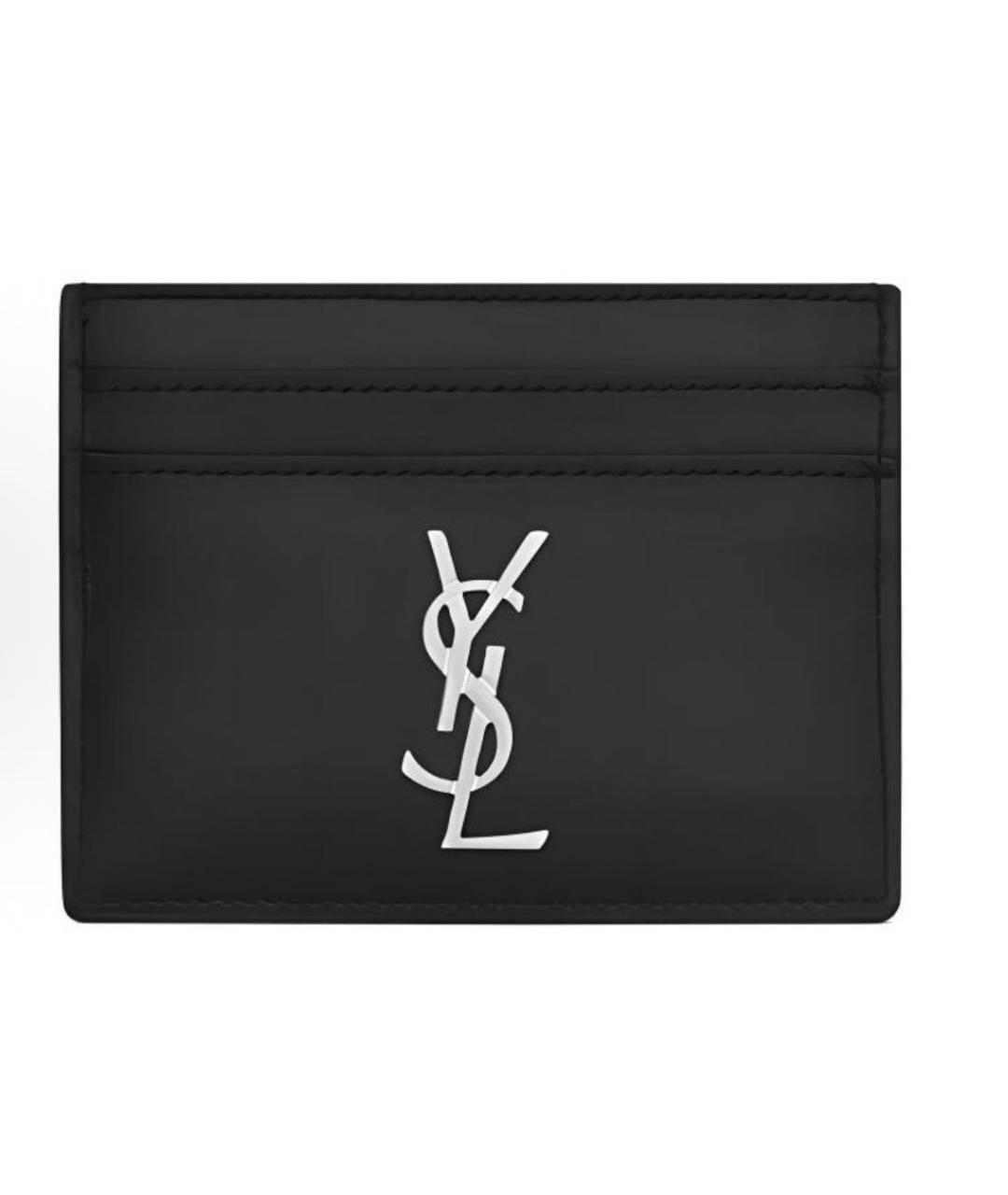 SAINT LAURENT Черный кожаный кардхолдер, фото 6