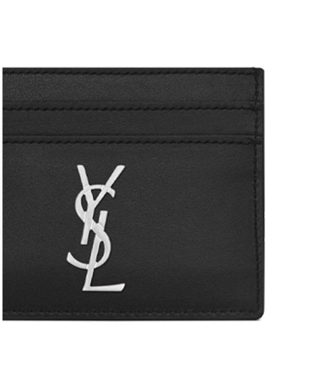 SAINT LAURENT Черный кожаный кардхолдер, фото 4