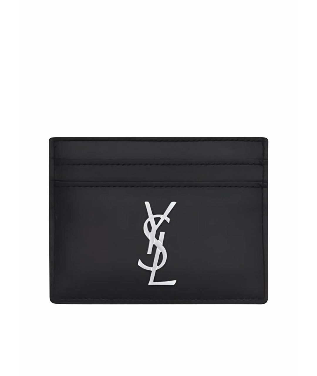 SAINT LAURENT Черный кожаный кардхолдер, фото 1