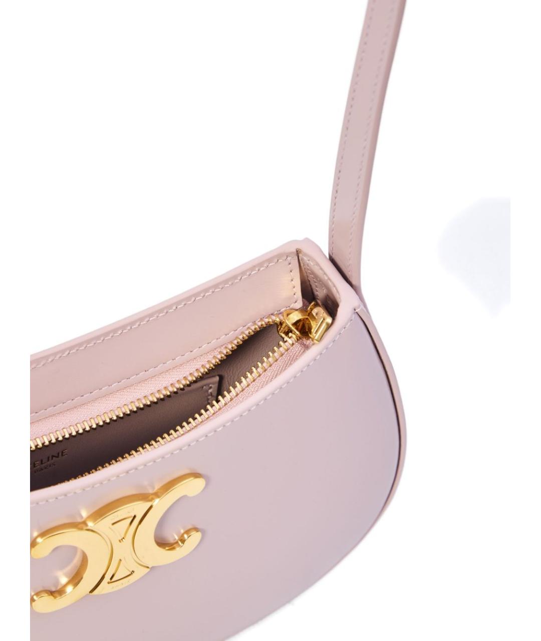CELINE Розовая кожаная сумка через плечо, фото 3