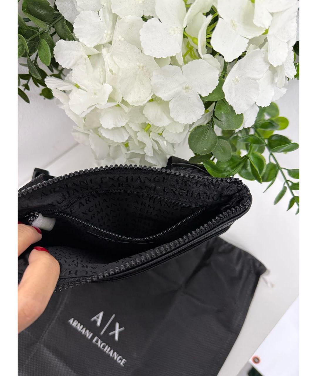 ARMANI EXCHANGE Черная сумка через плечо из искусственной кожи, фото 3