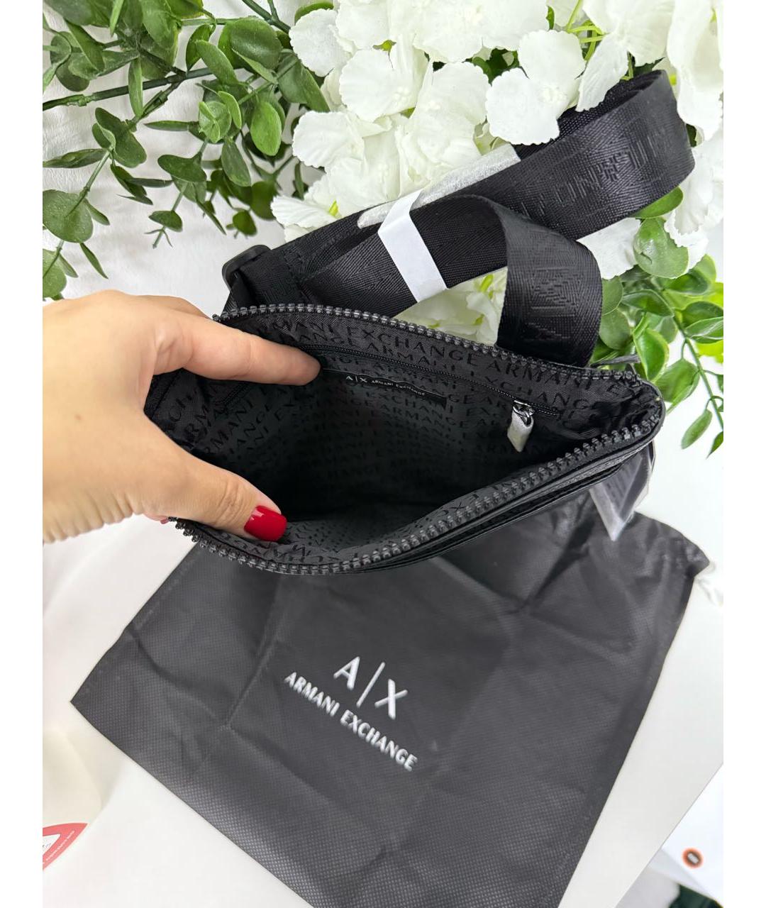 ARMANI EXCHANGE Черная сумка через плечо из искусственной кожи, фото 2