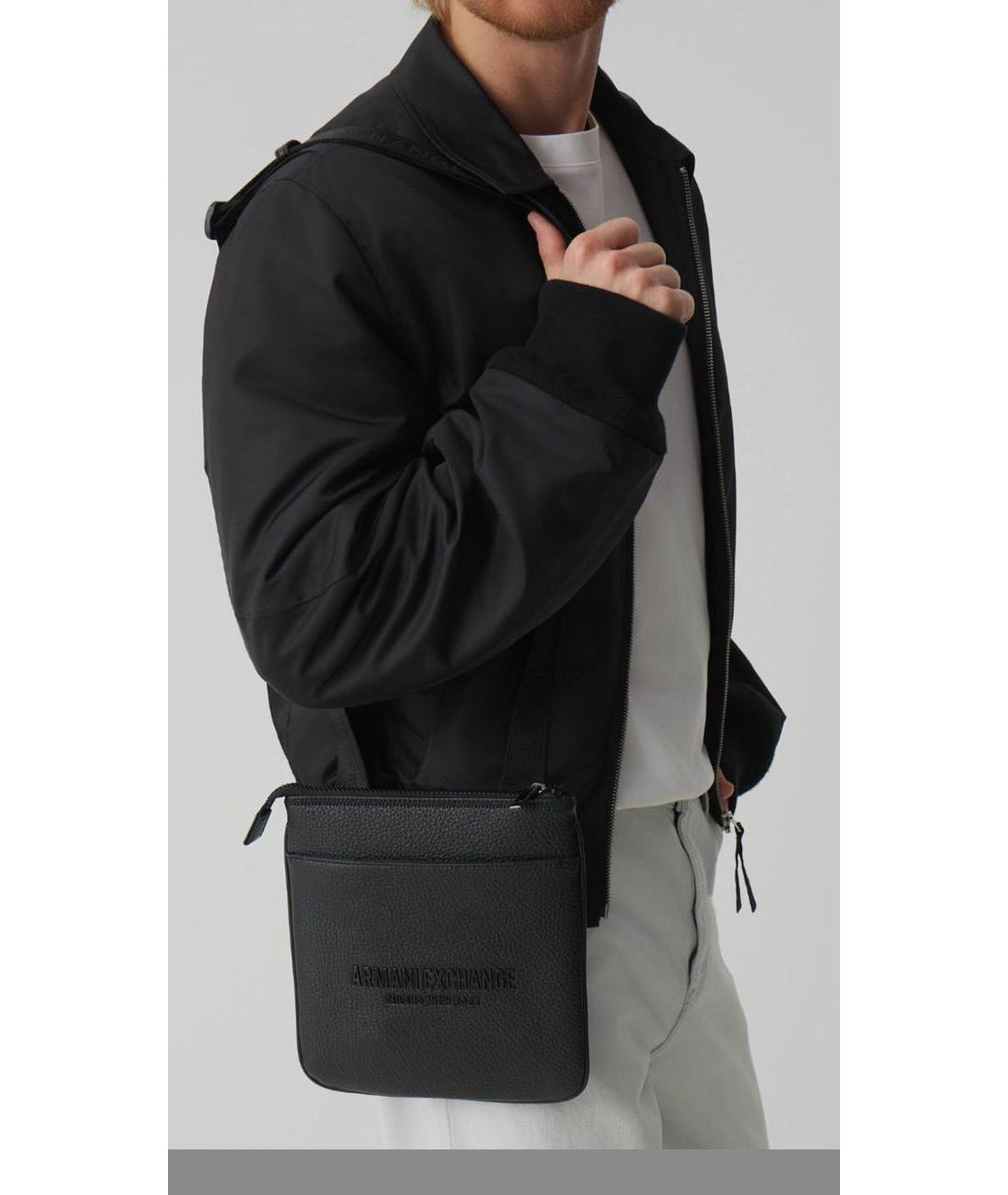 ARMANI EXCHANGE Черная сумка через плечо из искусственной кожи, фото 4