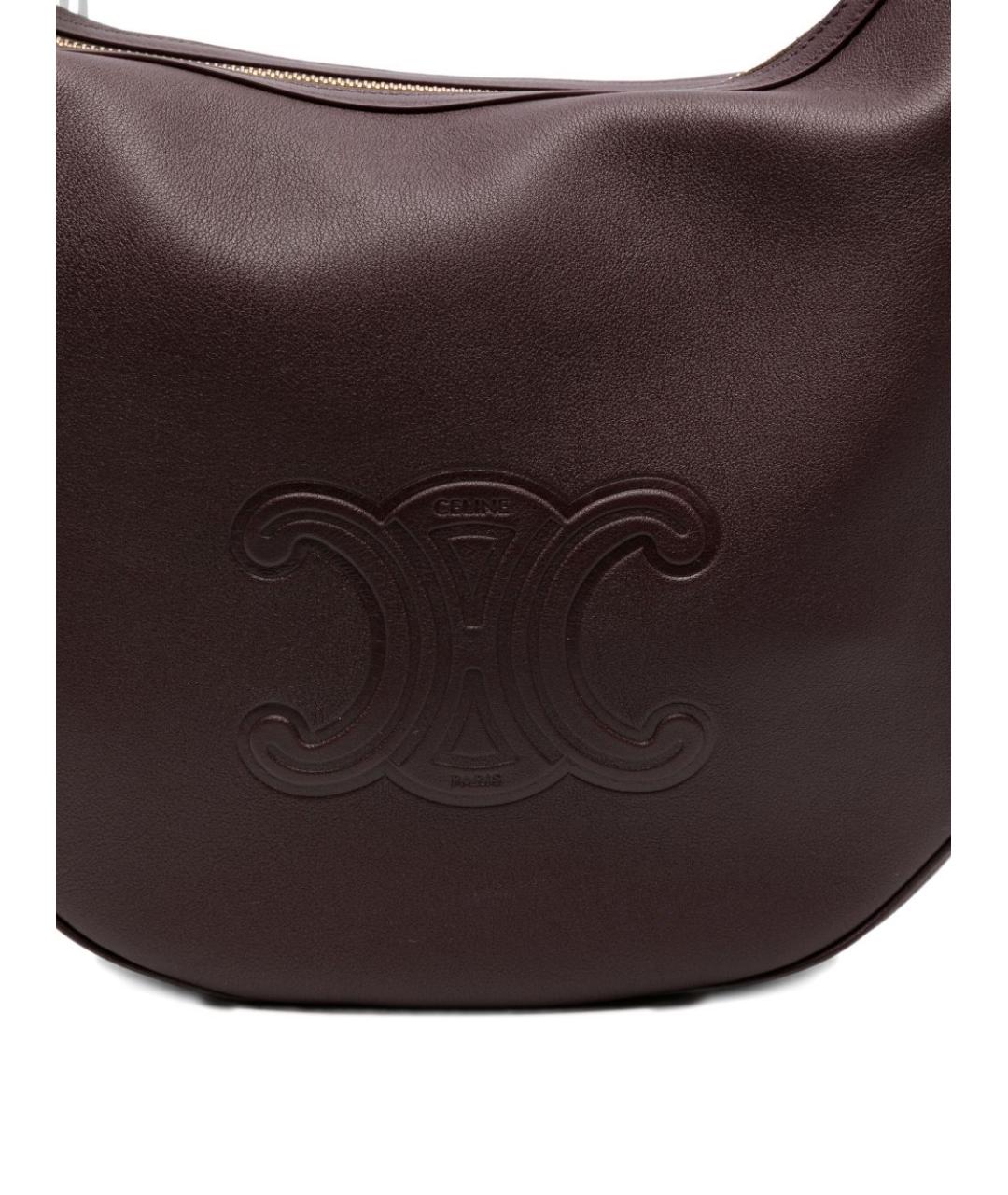 CELINE Бордовая кожаная сумка через плечо, фото 5