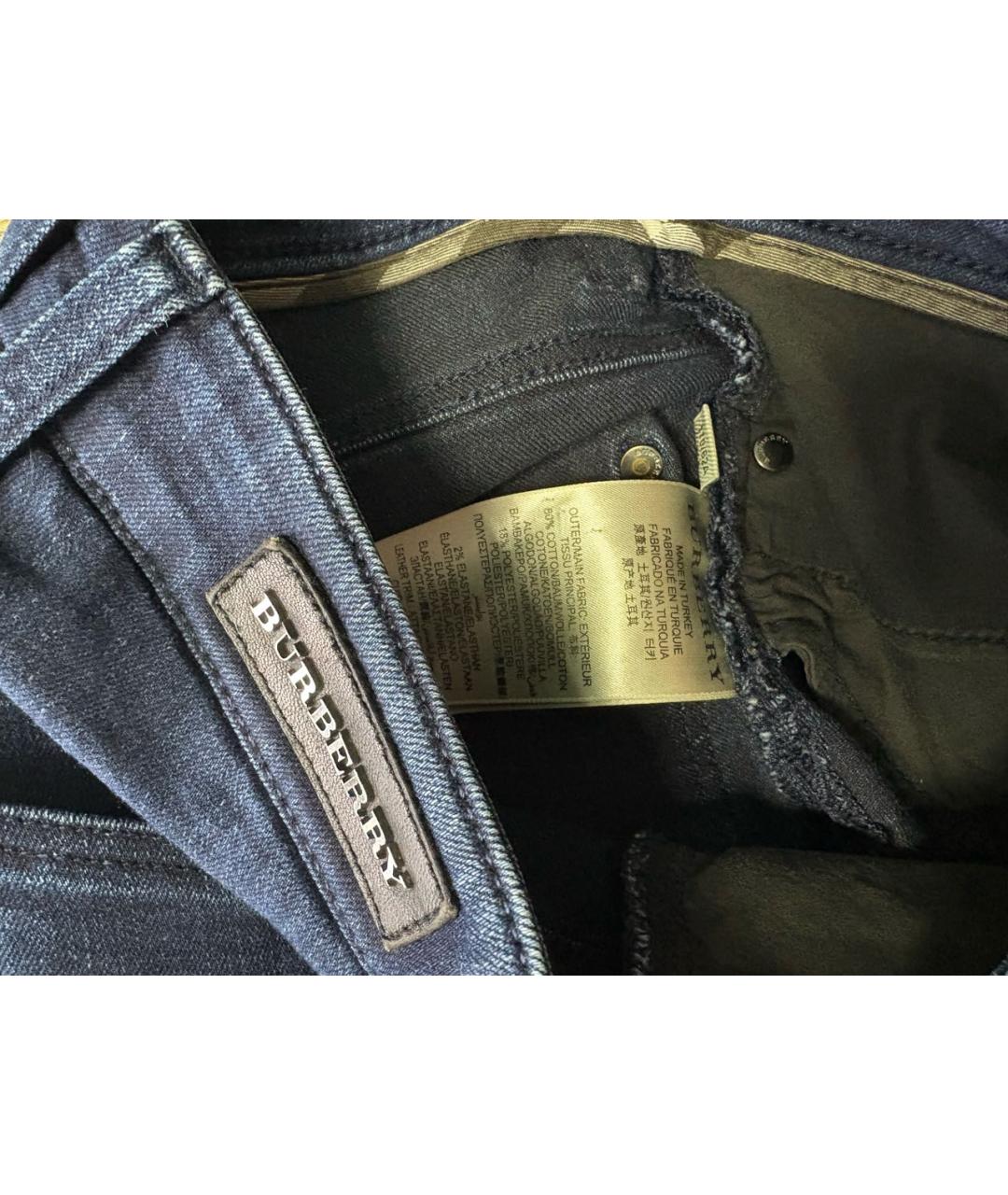 BURBERRY Темно-синие хлопковые джинсы слим, фото 6
