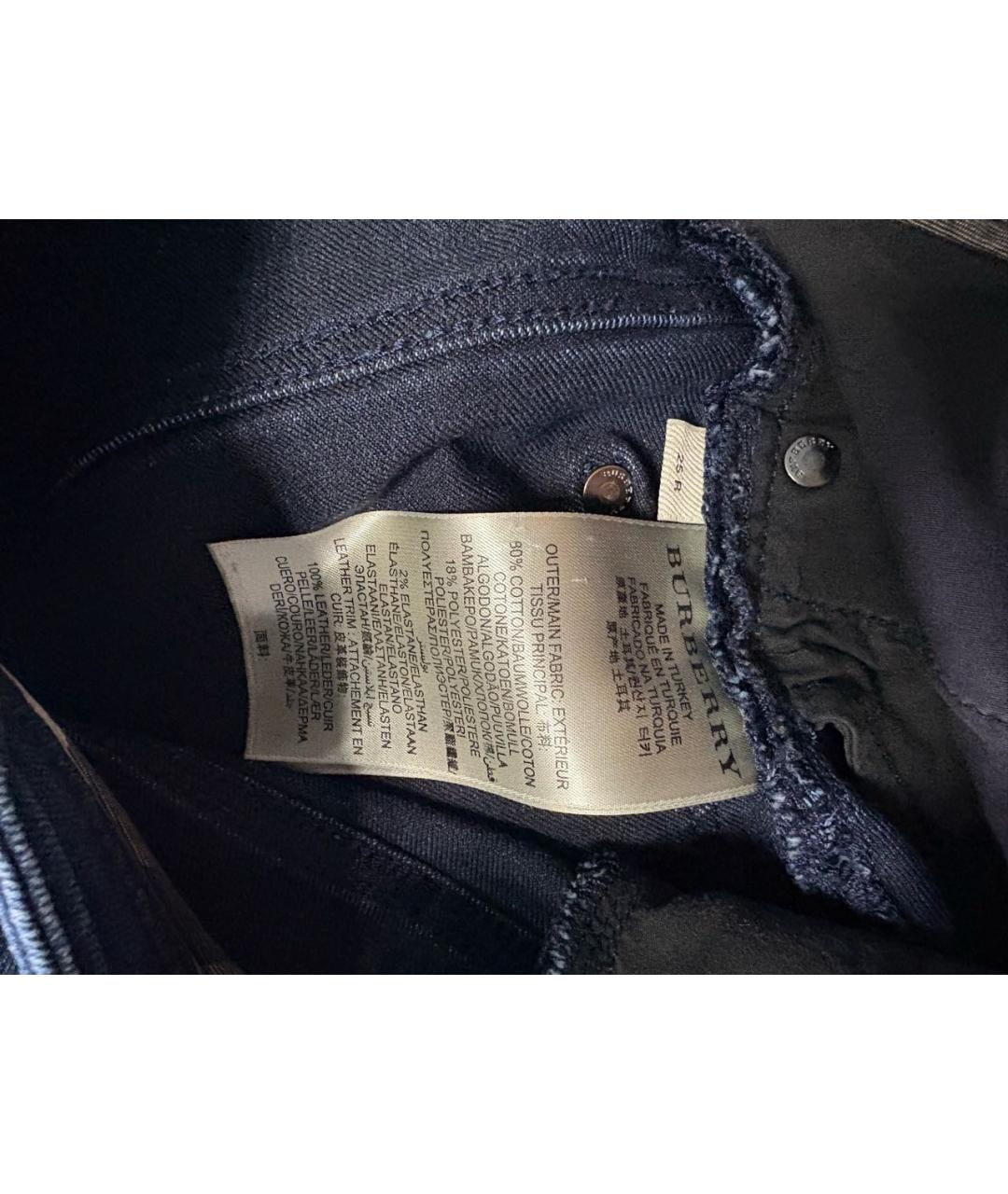 BURBERRY Темно-синие хлопковые джинсы слим, фото 5