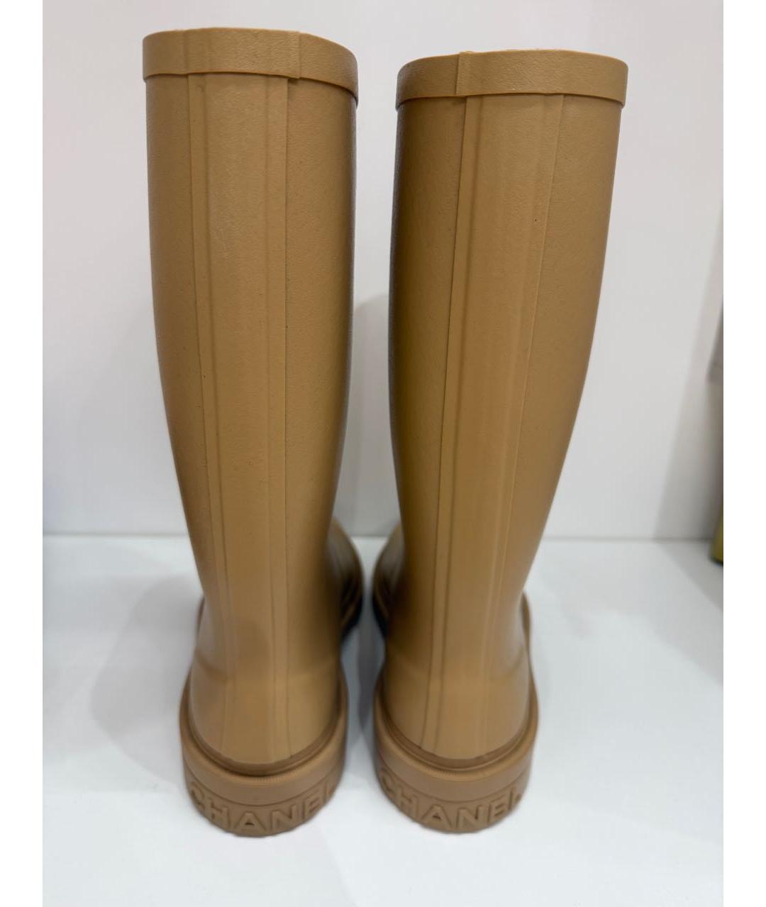 CHANEL Бежевые резиновые сапоги, фото 3