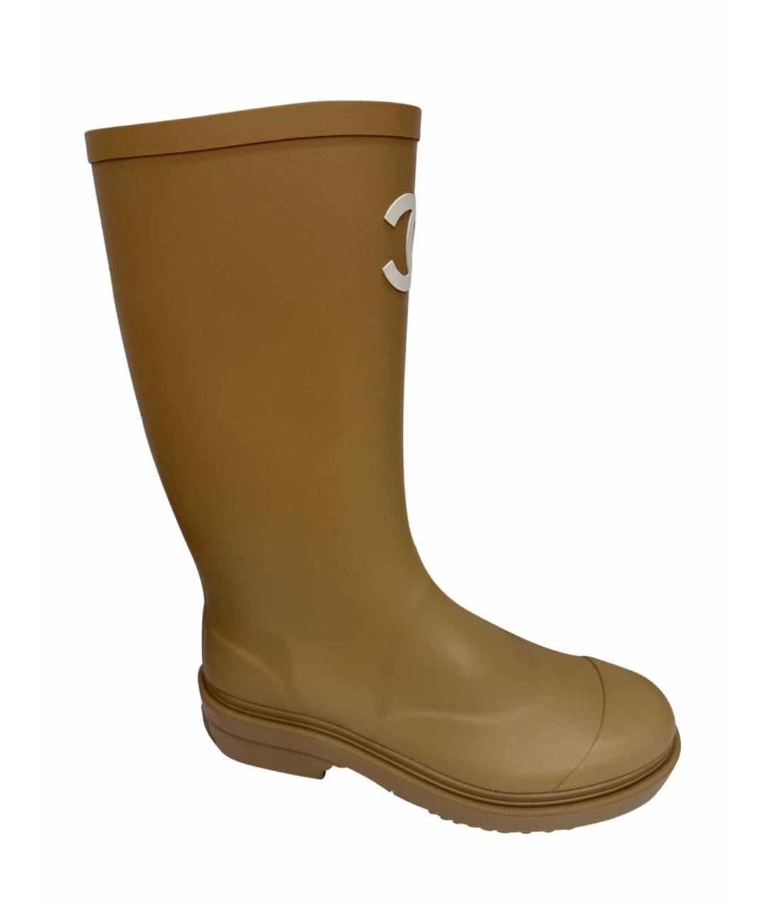 CHANEL Бежевые резиновые сапоги, фото 1