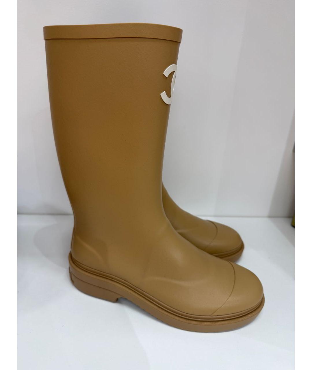 CHANEL Бежевые резиновые сапоги, фото 2