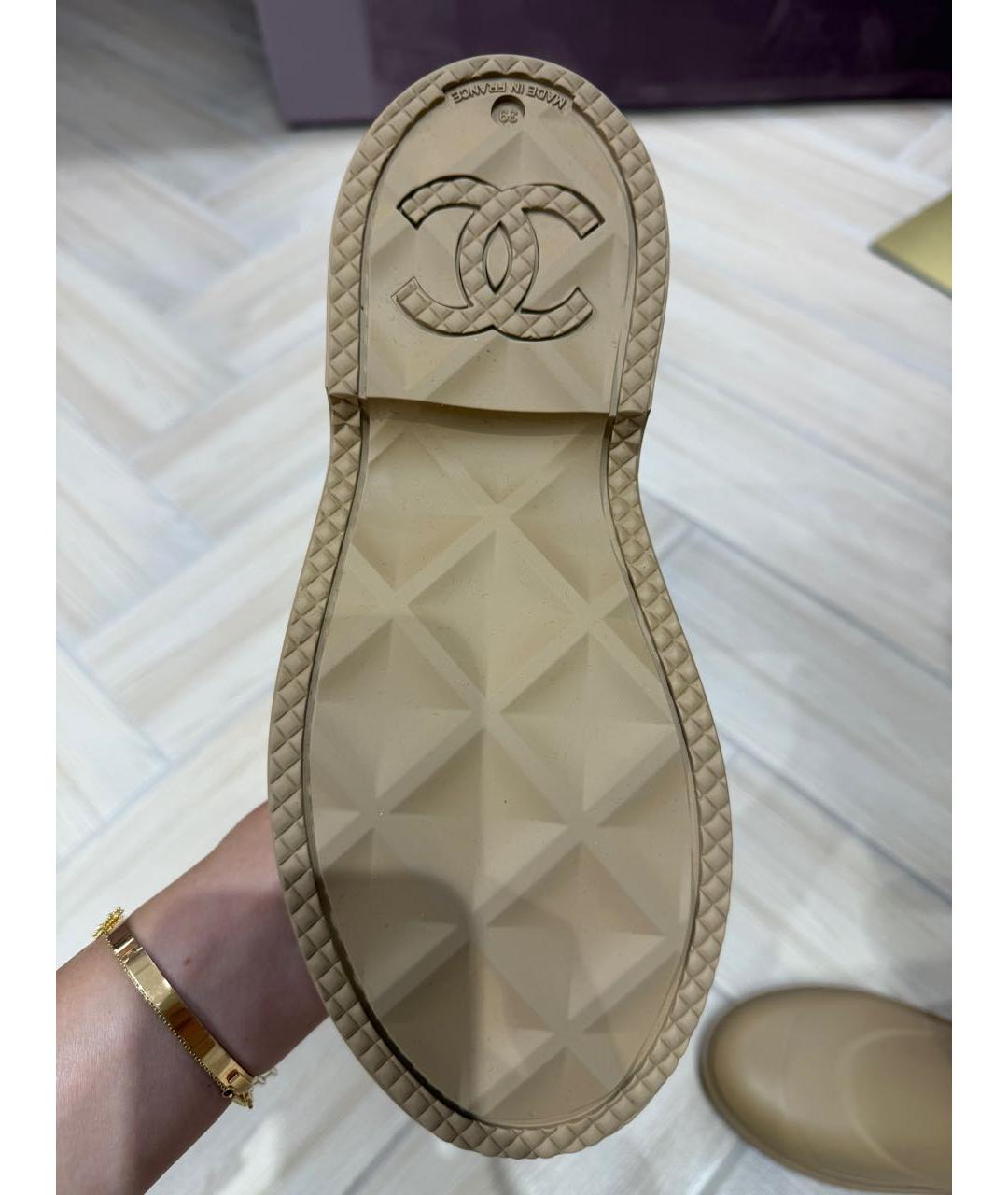 CHANEL Бежевые резиновые сапоги, фото 6