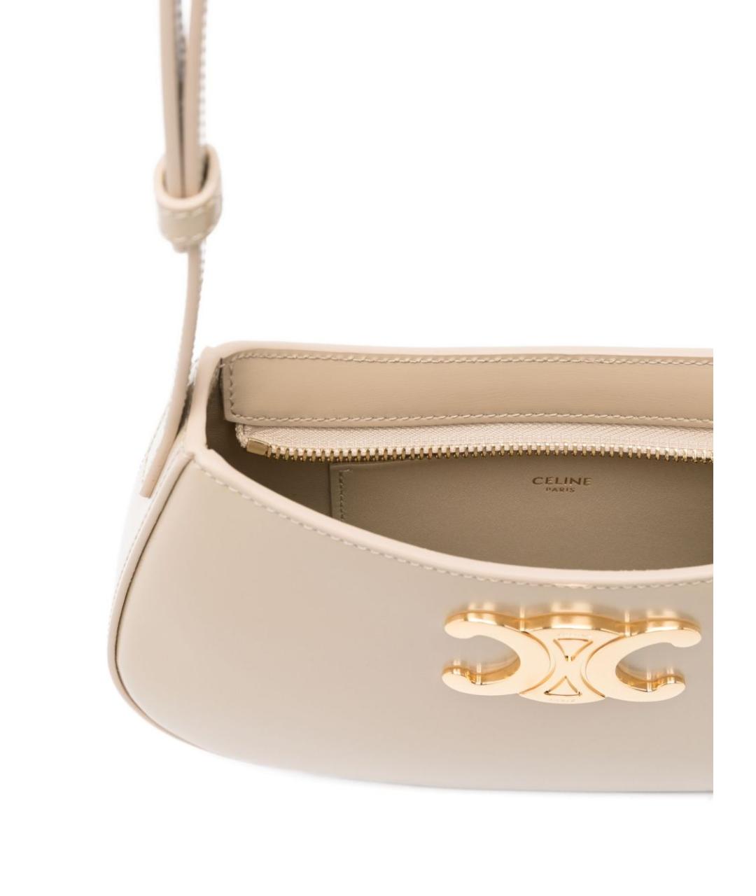 CELINE Бежевая кожаная сумка через плечо, фото 4