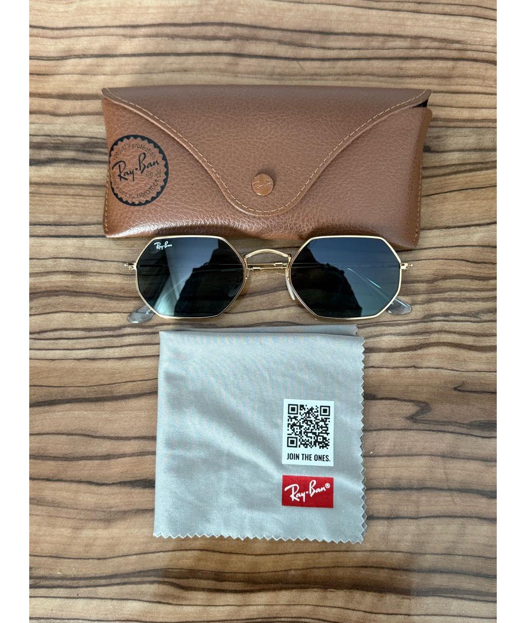 RAY BAN Голубые металлические солнцезащитные очки, фото 5