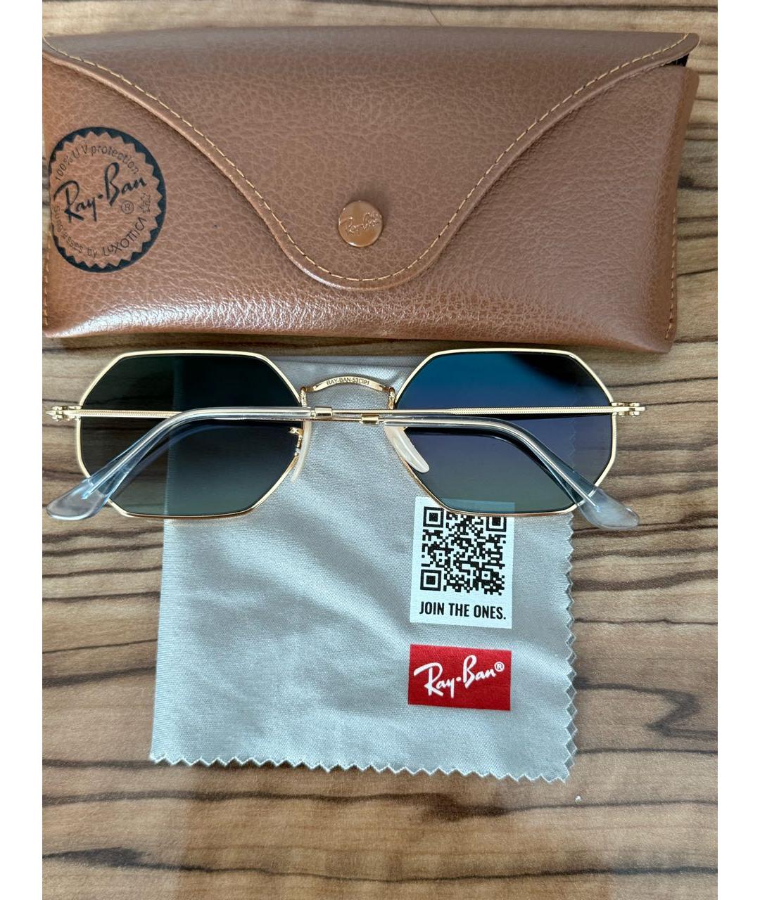 RAY BAN Голубые металлические солнцезащитные очки, фото 6