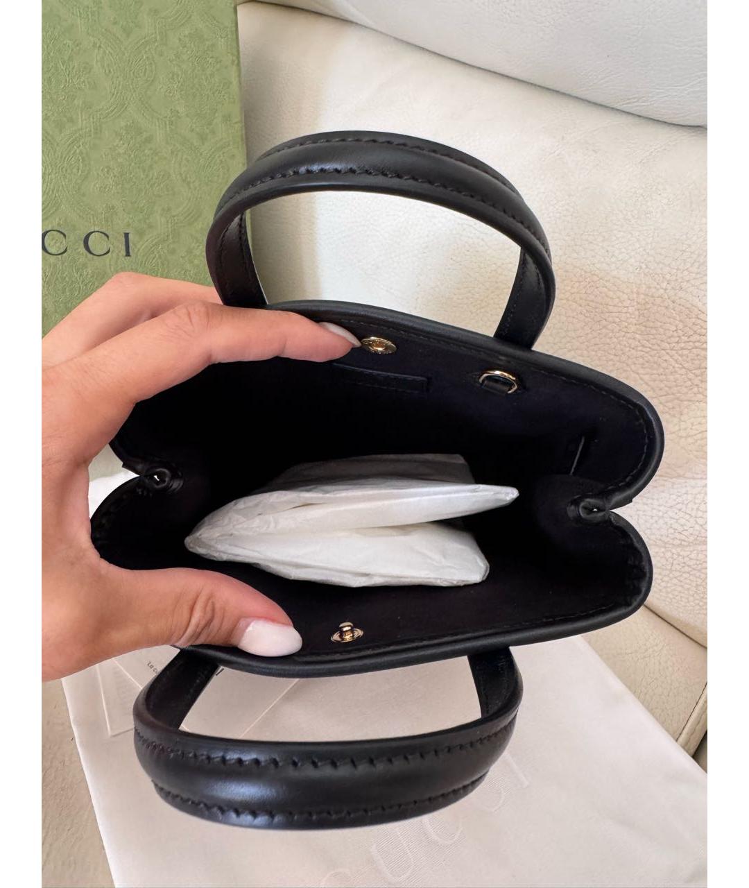 GUCCI Черная кожаная сумка с короткими ручками, фото 7