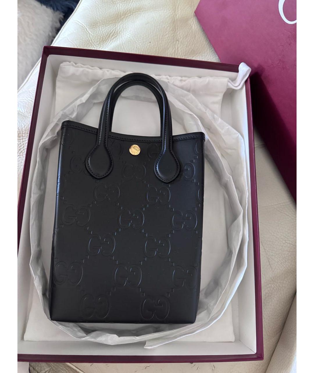 GUCCI Черная кожаная сумка с короткими ручками, фото 6