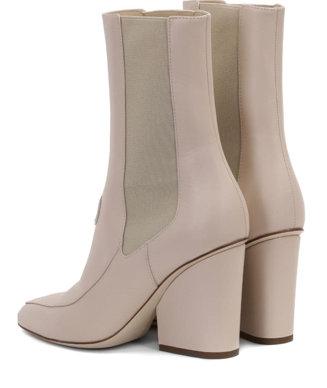 FERRAGAMO Бежевые кожаные ботильоны, фото 4