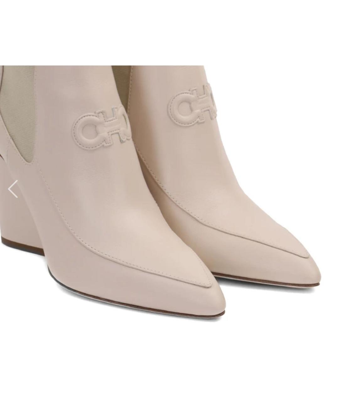 FERRAGAMO Бежевые кожаные ботильоны, фото 5