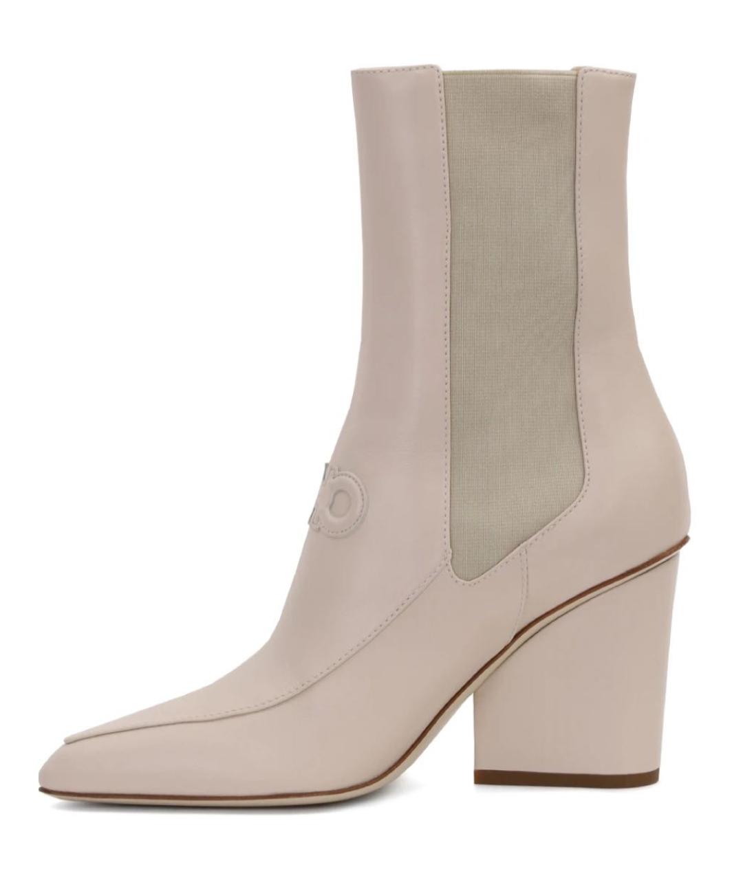 FERRAGAMO Бежевые кожаные ботильоны, фото 7